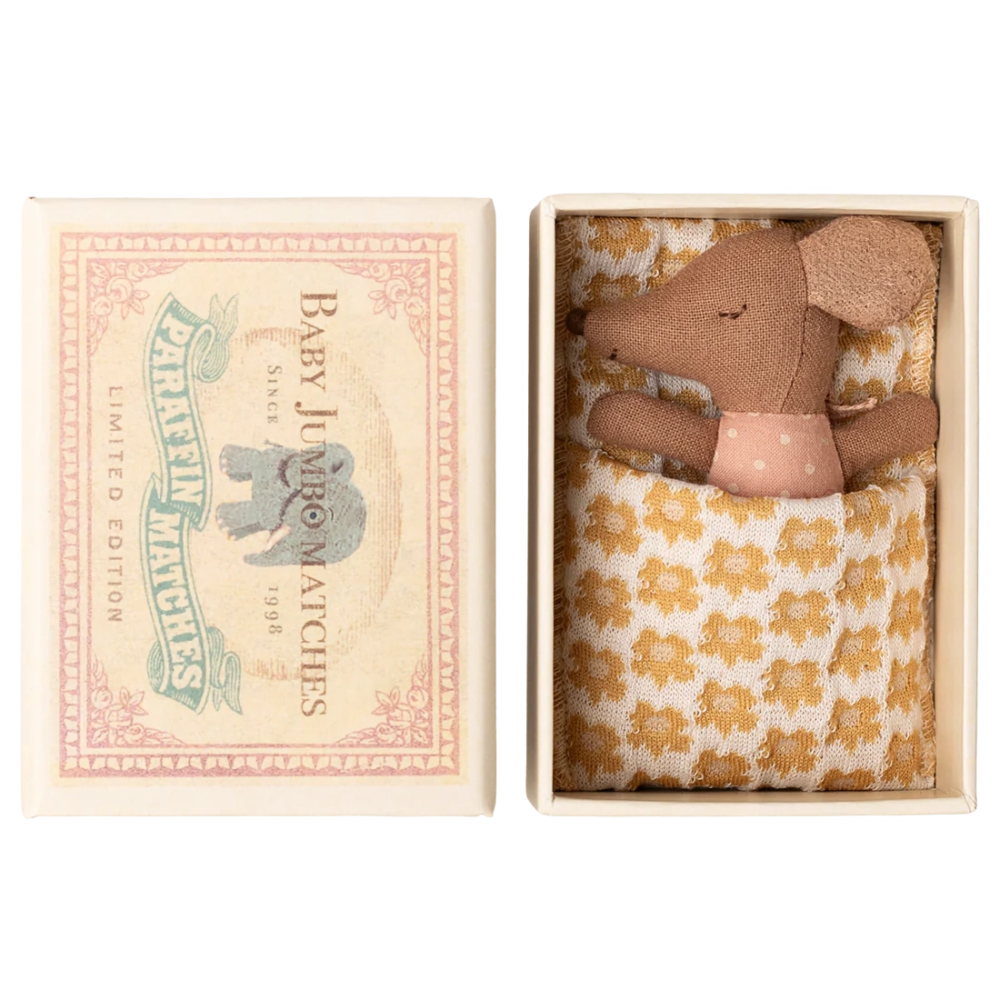 Maileg Sleepy wakey baby mus i tændstikæske - Rosa