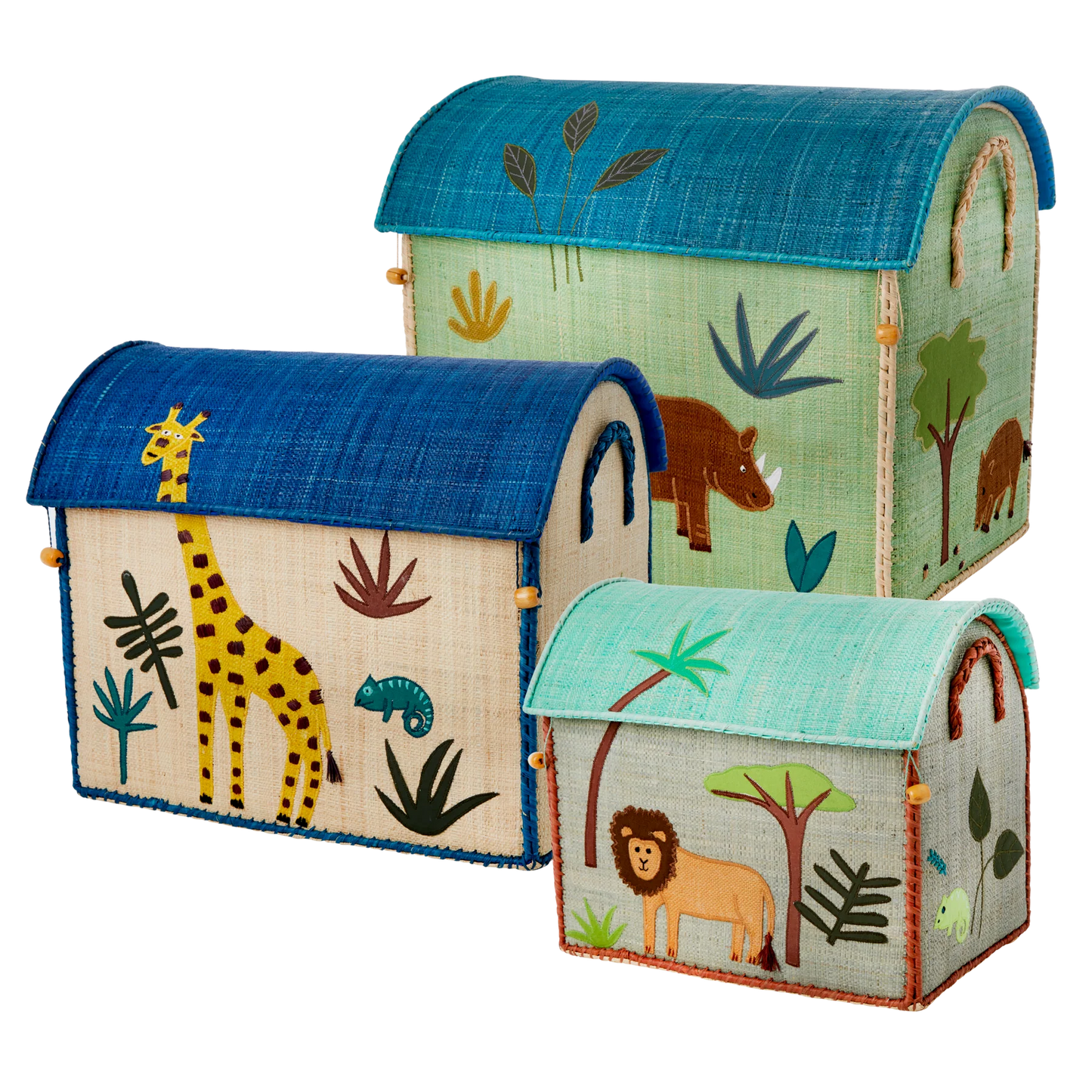 Raffia Opbevaringshus - Multifarvet - Jungle Theme