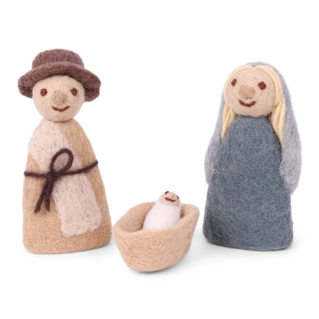 Jesus, Maria og Josef - håndlavet julepynt i uld
