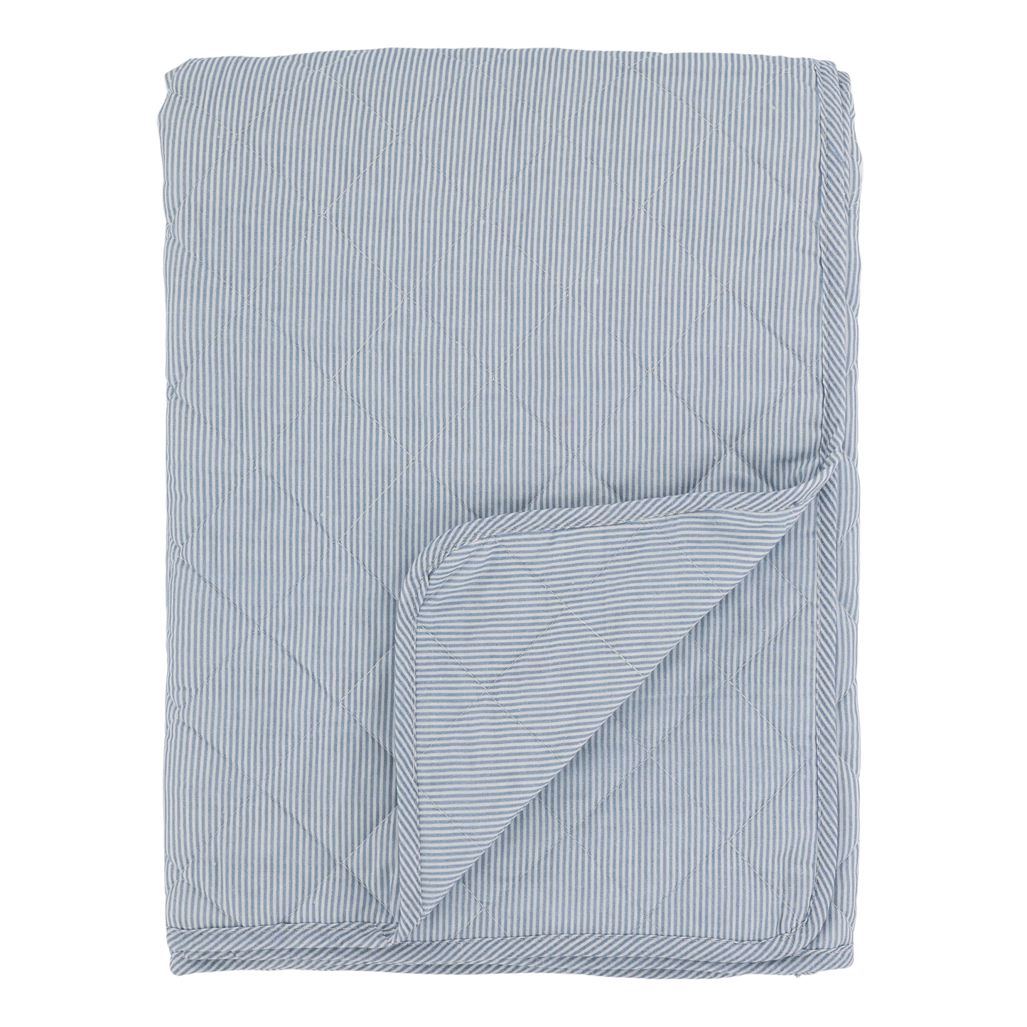 Quilt m. mælkedrengestriber - blå