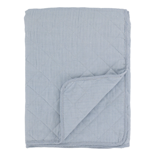 Quilt m. mælkedrengestriber - blå