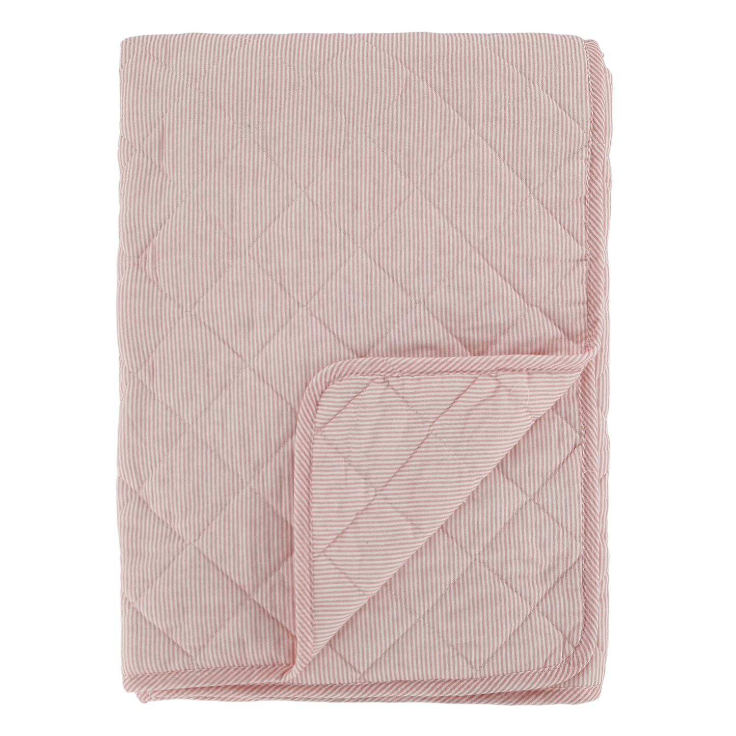 Quilt m. mælkedrengestriber - rosa