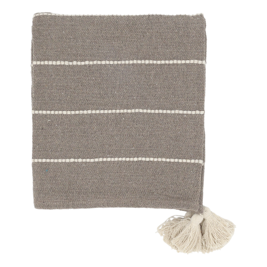 Plaid med kvaster - Latte