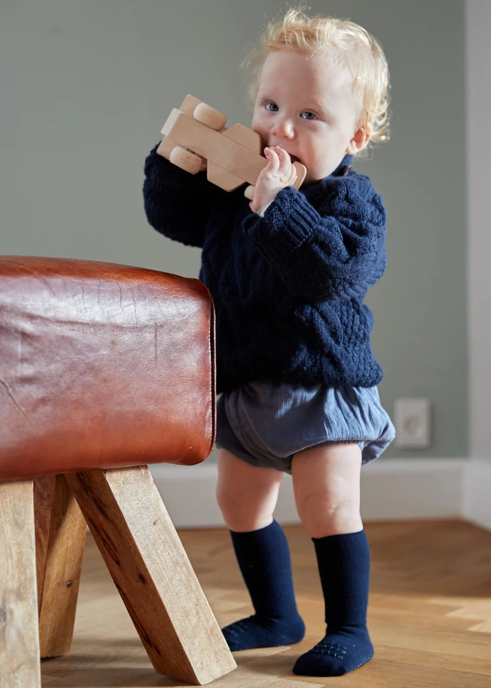 Skridsikre Strømper Bambus - Dark Blue