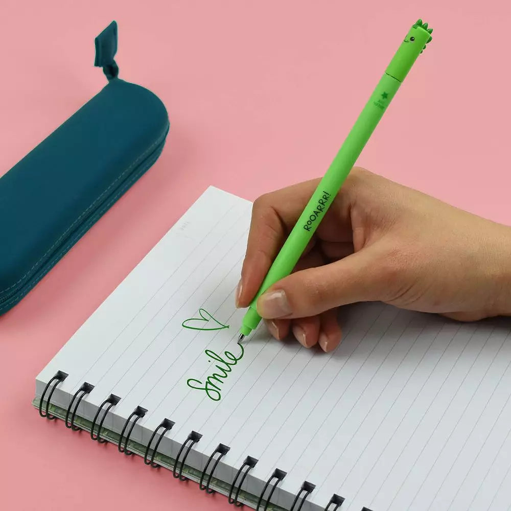 Dino Viskelæderpen | Grøn Gelpen der Kan Viskes Ud | 0,7 mm
