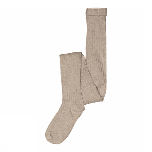 Wool rib tights - Light Brown Melange