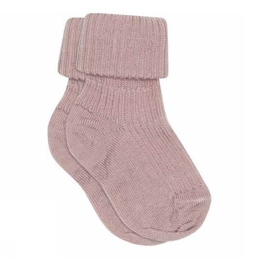 Wool rib baby socks - Wood Rose
