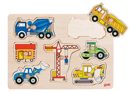 Lift out puzzle, building site vehicles