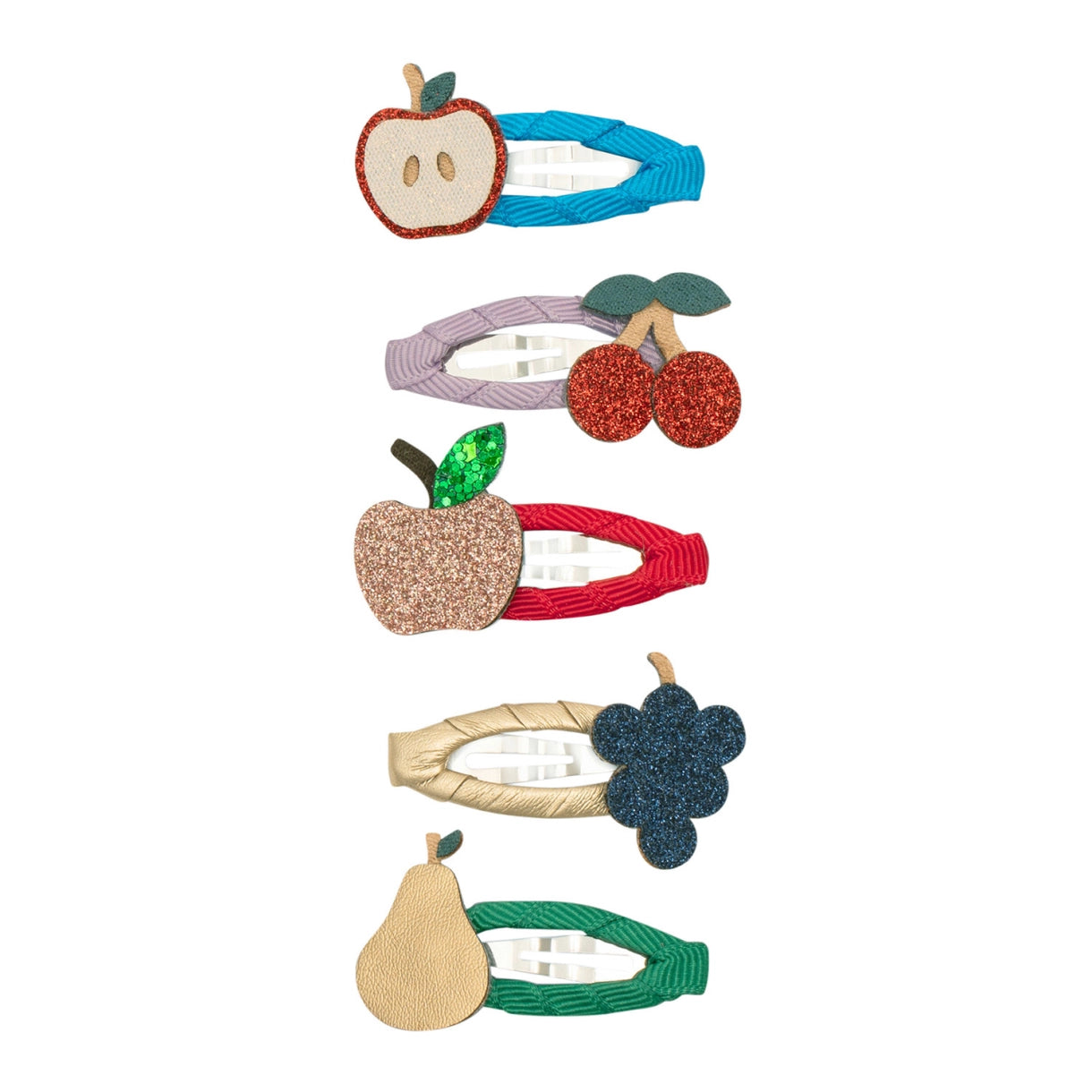 5 hårspænder - Mini Fruity Mushroom Village