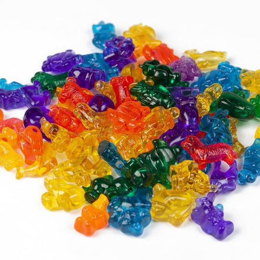 Pearl`n fun dyremix perler -  transparent - bøtte 100g