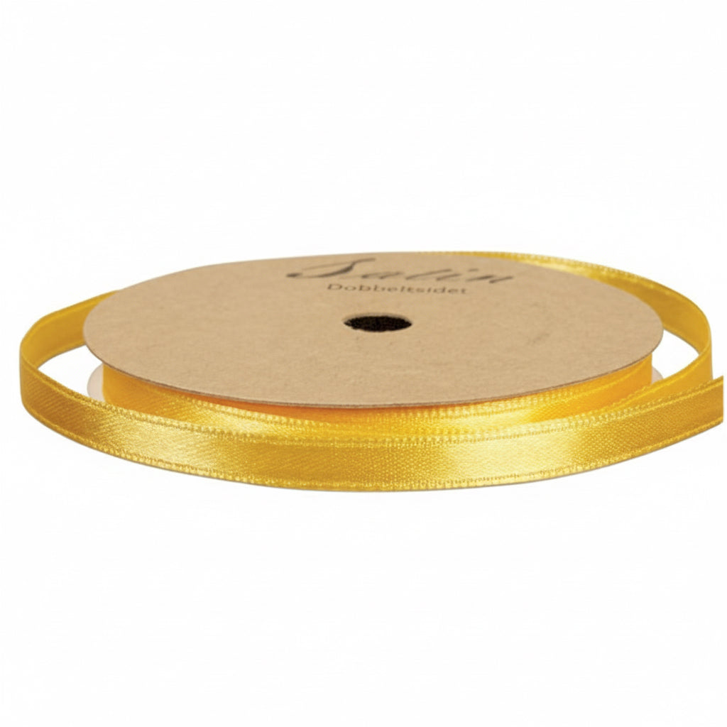 Satin bånd 6mm 10m gul