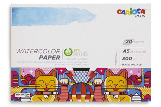 CARIOCA PLUS Vandfarve blok 300g, A5, 20 sider