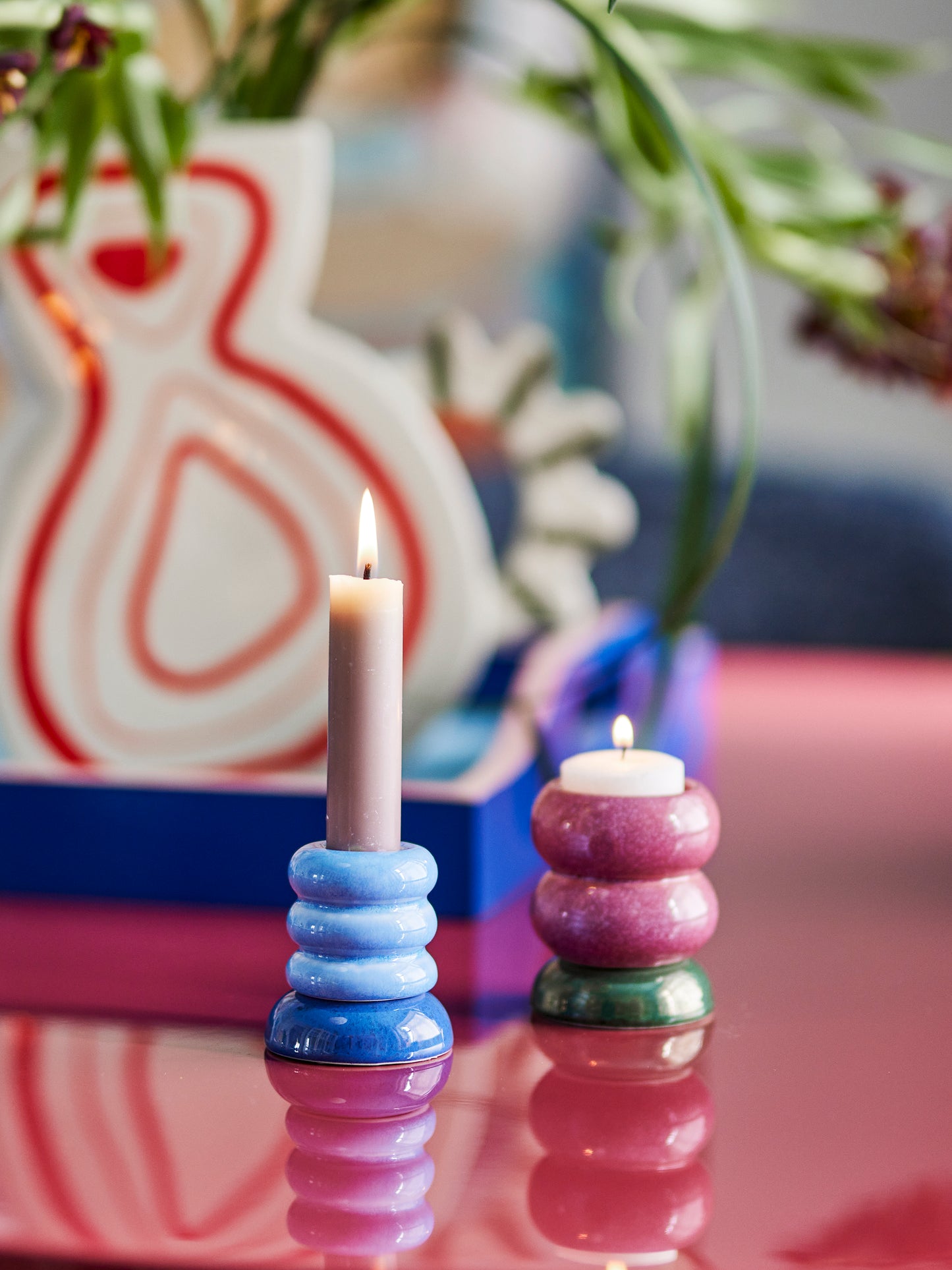 Tana Votive & Candle Holder - Multifarvet - Stentøj