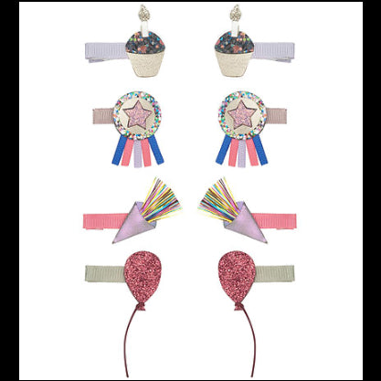 8 Hårclips - Birthday Theme Party Time