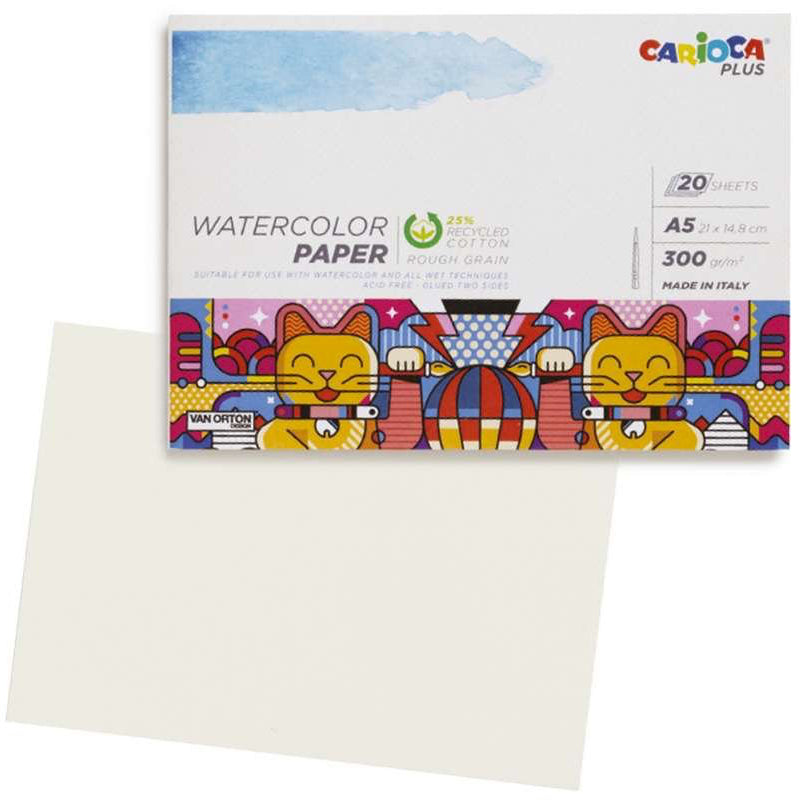 CARIOCA PLUS Vandfarve blok 300g, A5, 20 sider
