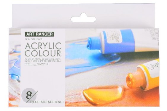 Art Ranger Akrylmaling sæt 8stk. 22ml metallic farver