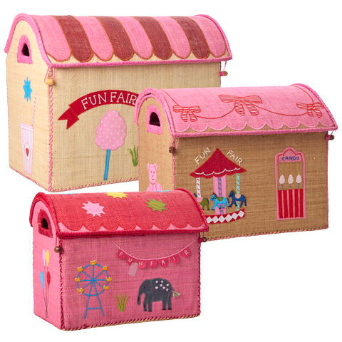 Raffia Opbevaringshus - Pink - Fun Fair Theme