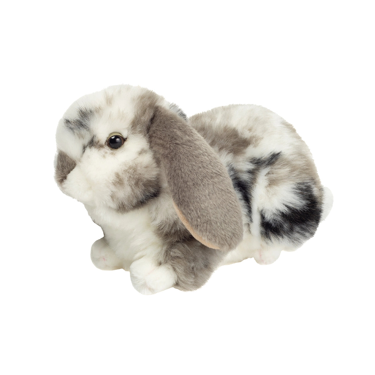 Bamse Kanin - dværgvædder gråhvid plettet - 23 cm