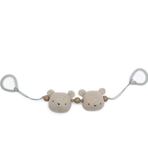 Barnevognskæde -  strikkede bamser - sand/grey