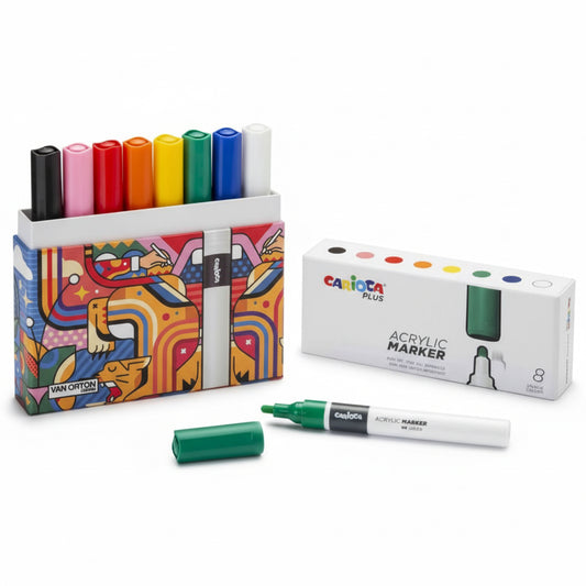 CARIOCA PLUS Acrylic marker 8stk. ass. i hård boks