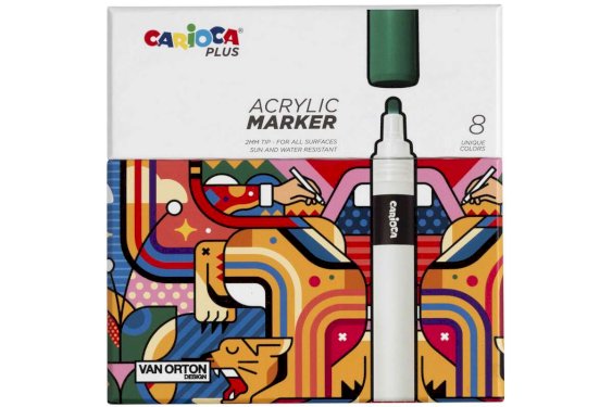 CARIOCA PLUS Acrylic marker 8stk. ass. i hård boks