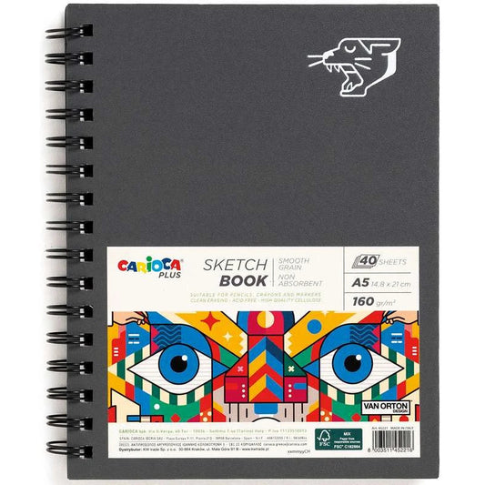 CARIOCA PLUS Skitseblok 160g, A5, 40 sider m/spiralryg