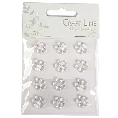 Craft Line Akryl blomst 15mm klar 12stk.