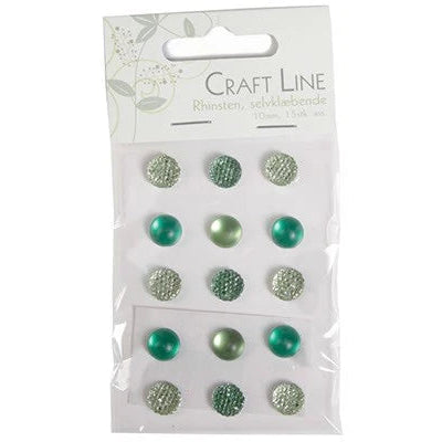 Craft Line Rhinsten selvklæbende 10mm 15stk ass grøn