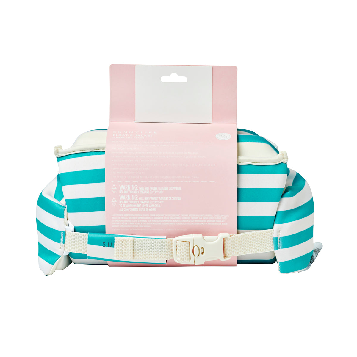 Svømmevest med vinger 3-6 - Poppy the Peach Green stripe