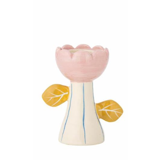 Florita Votive & Candle Holder Blomst - Lyserød -  Stentøj