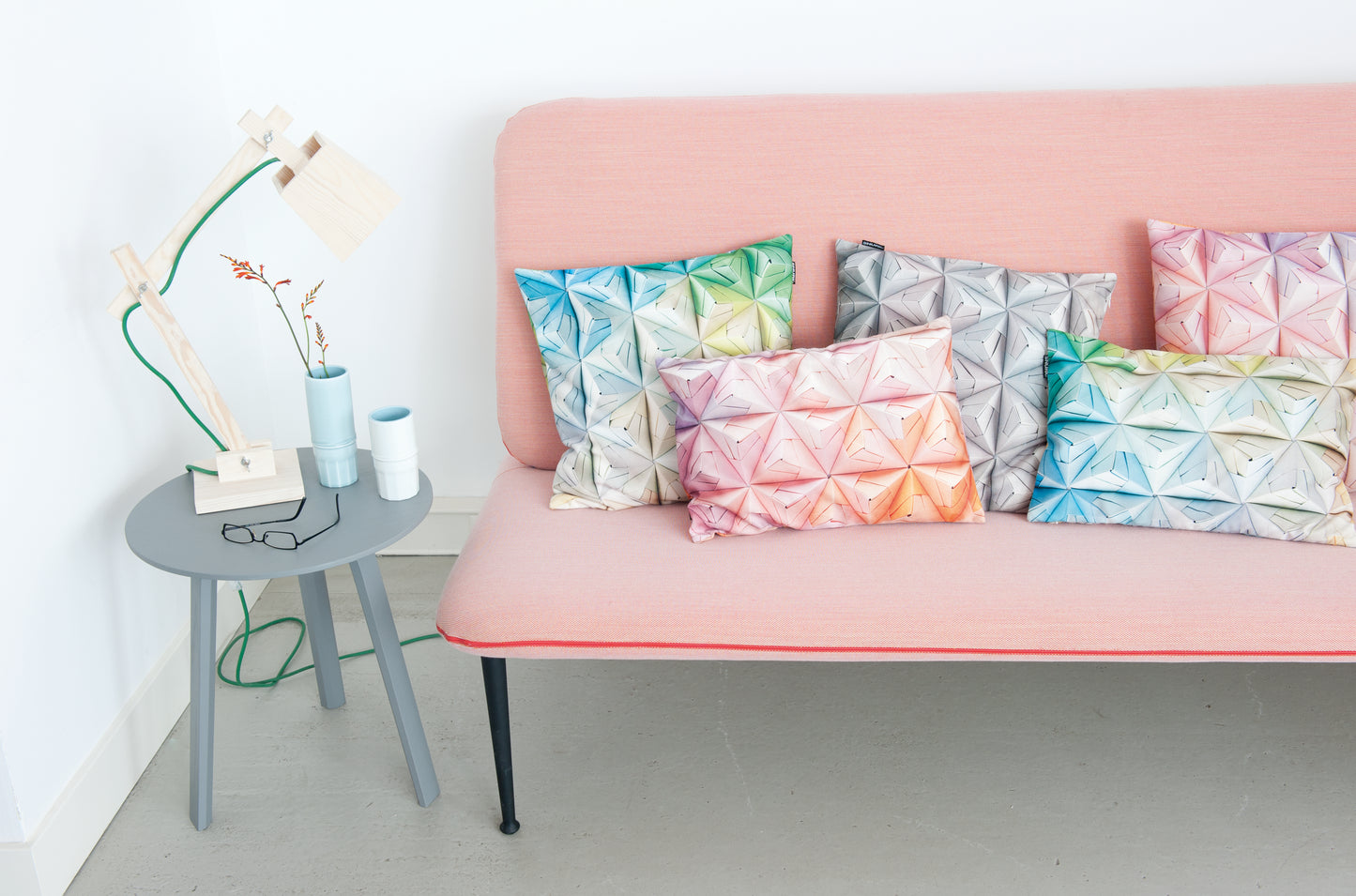 Snurk Pudebetræk Pyntepude Velour - Geogami Pink