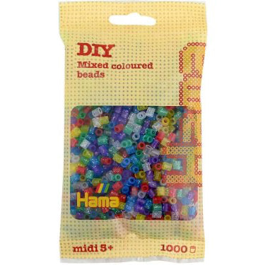 HAMA 54 transp. glitter mix - midi perler 1000stk