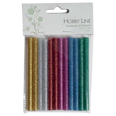 Limstænger m/glimmer 7,2mm 10cm 6x2ass. farver