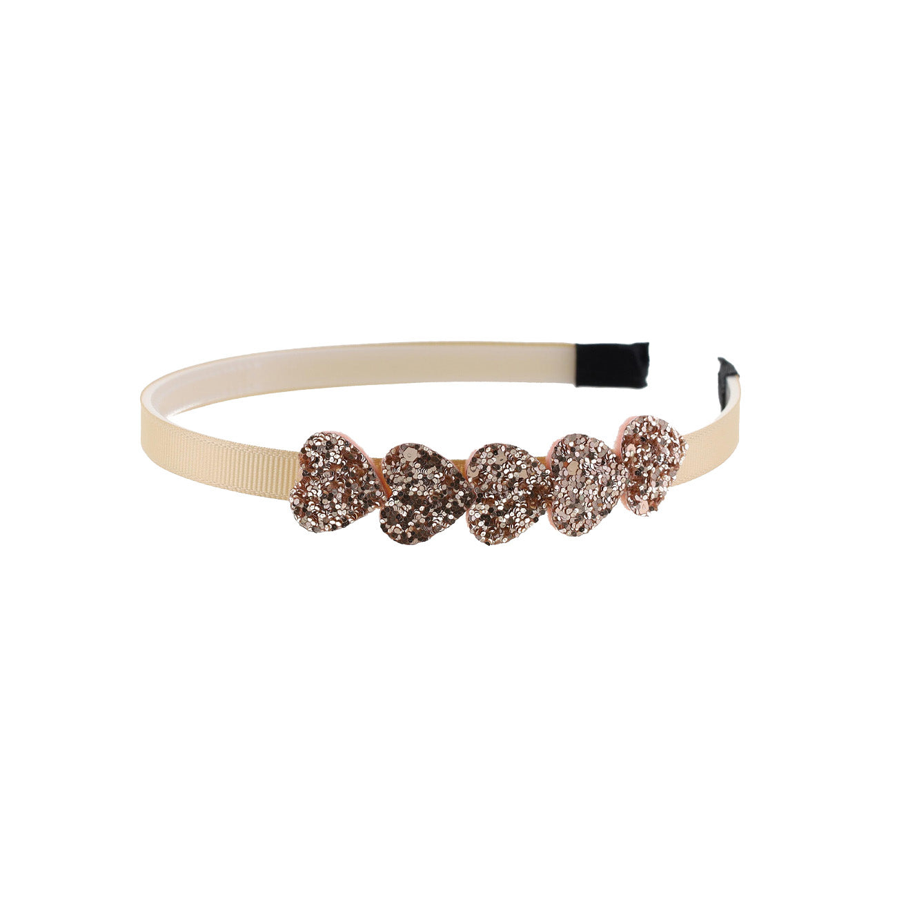 Glimmer Hårbøjle m Hjerter - Beige