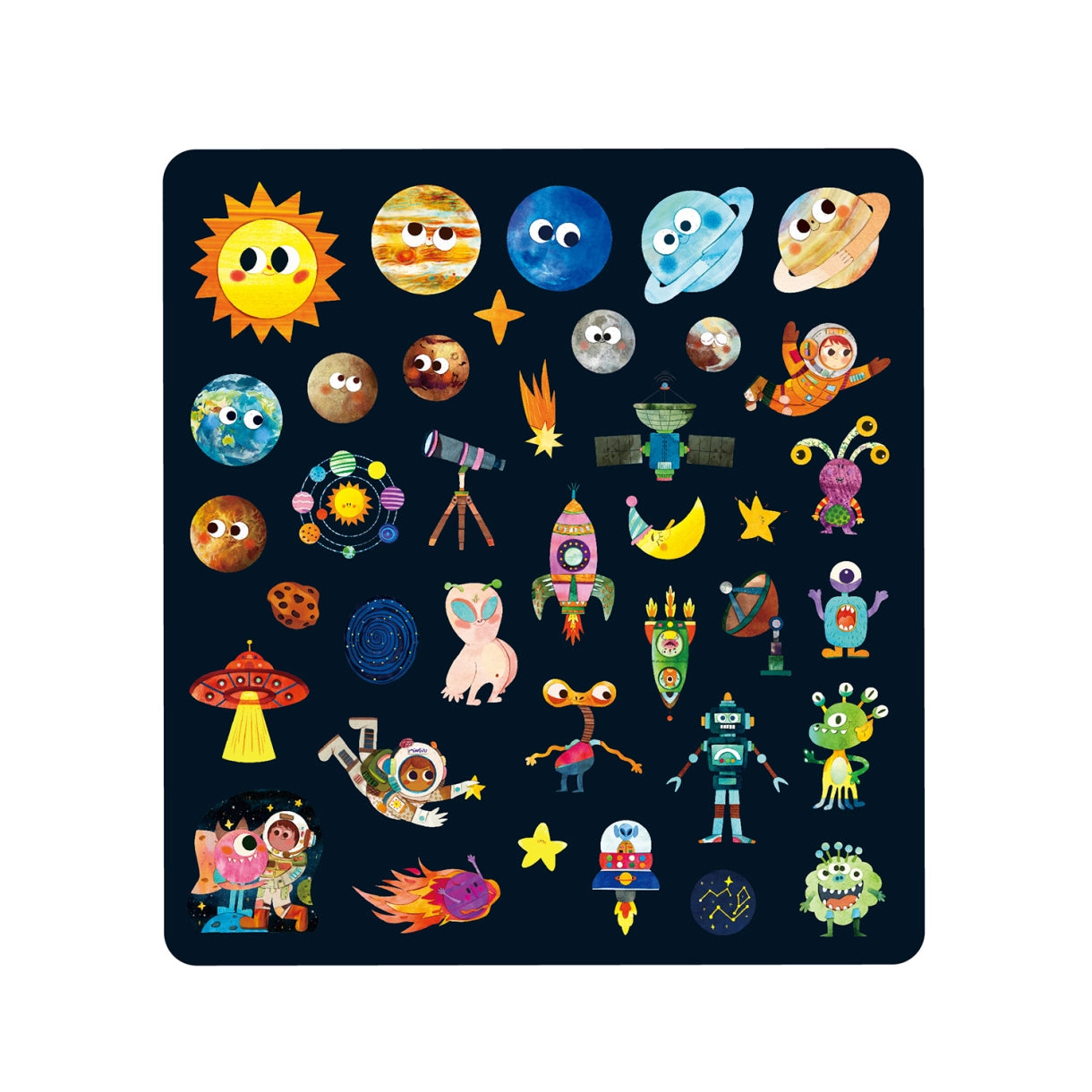 Jelly Stickers 38 stk - Flytbare - Astronaut