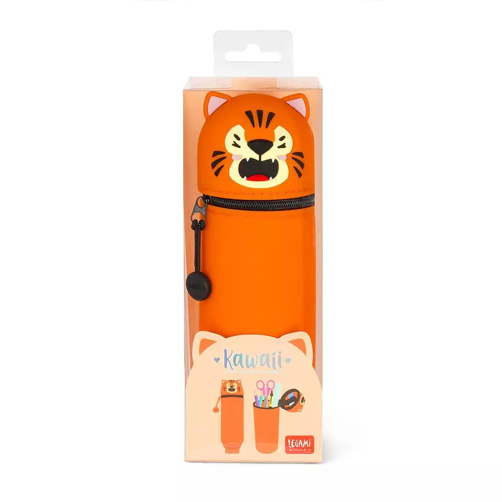 Kawaii Tiger Penalhus i Silikone | 2-i-1 Penalhus og Penneholder