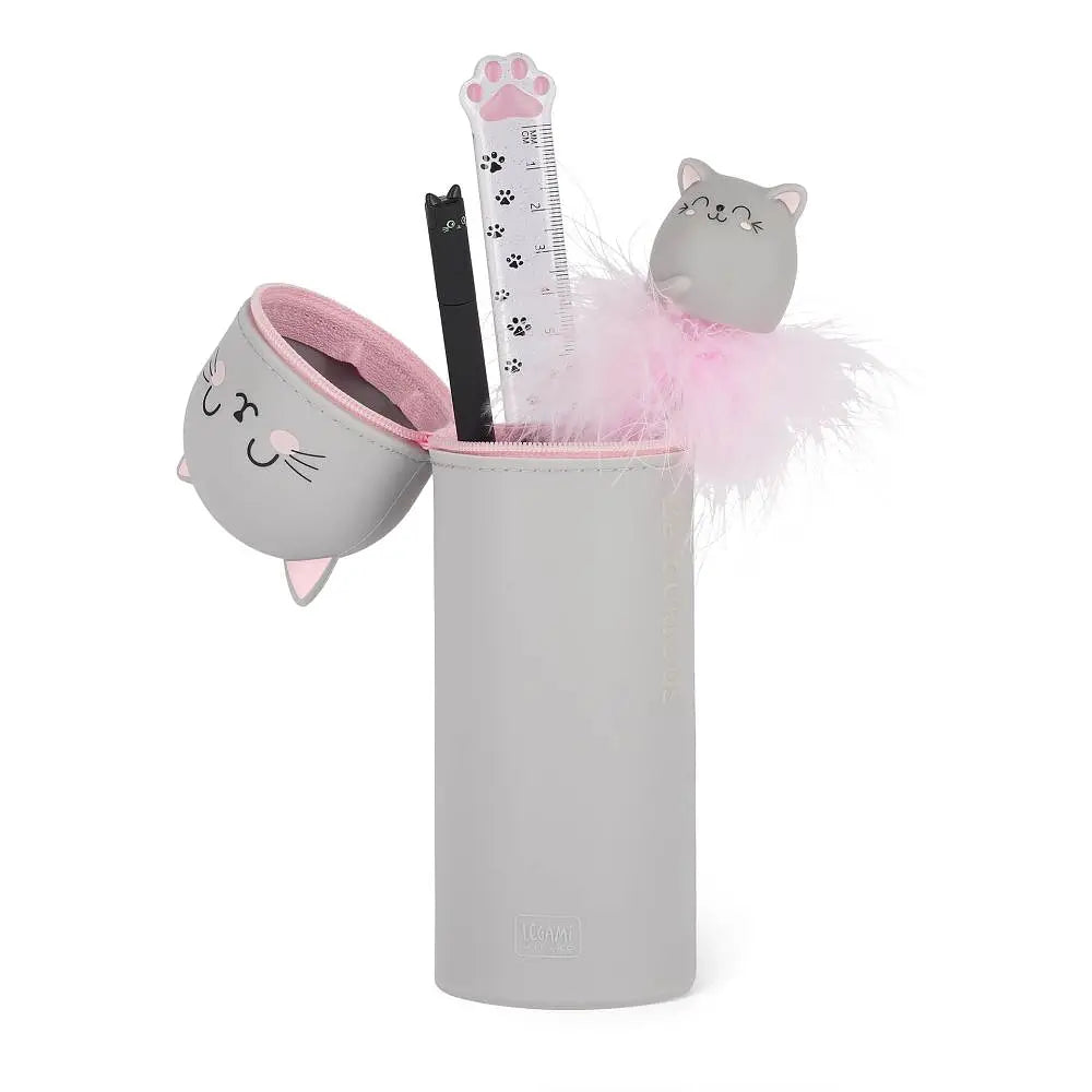 Kawaii Kitty Penalhus i Silikone | 2-i-1 Penalhus &amp; Penneholder