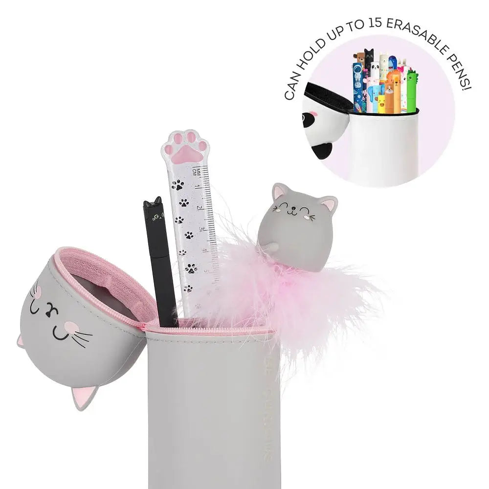 Kawaii Kitty Penalhus i Silikone | 2-i-1 Penalhus &amp; Penneholder
