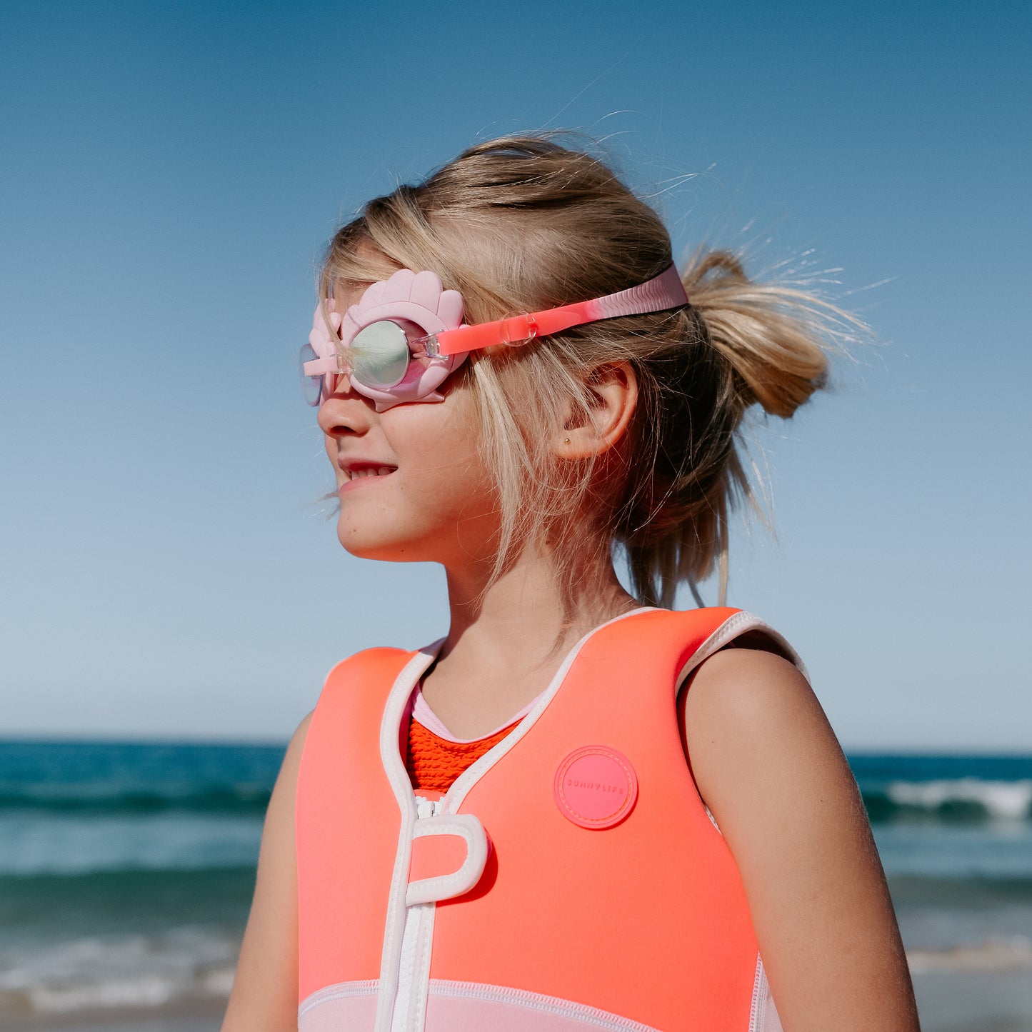 Svømmebriller - Kids Swim Goggles - Melody the Mermaid Neon Strawberry