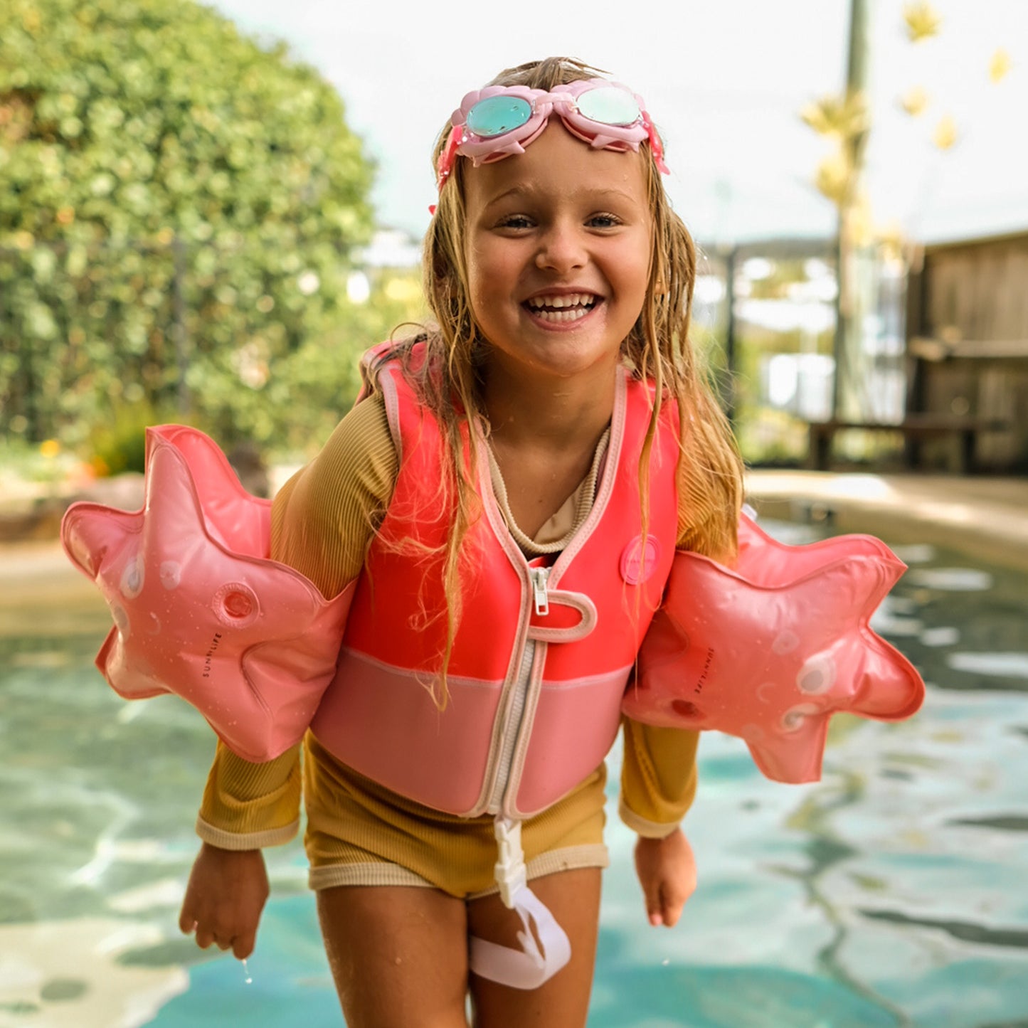 Svømmebriller - Kids Swim Goggles - Melody the Mermaid Neon Strawberry