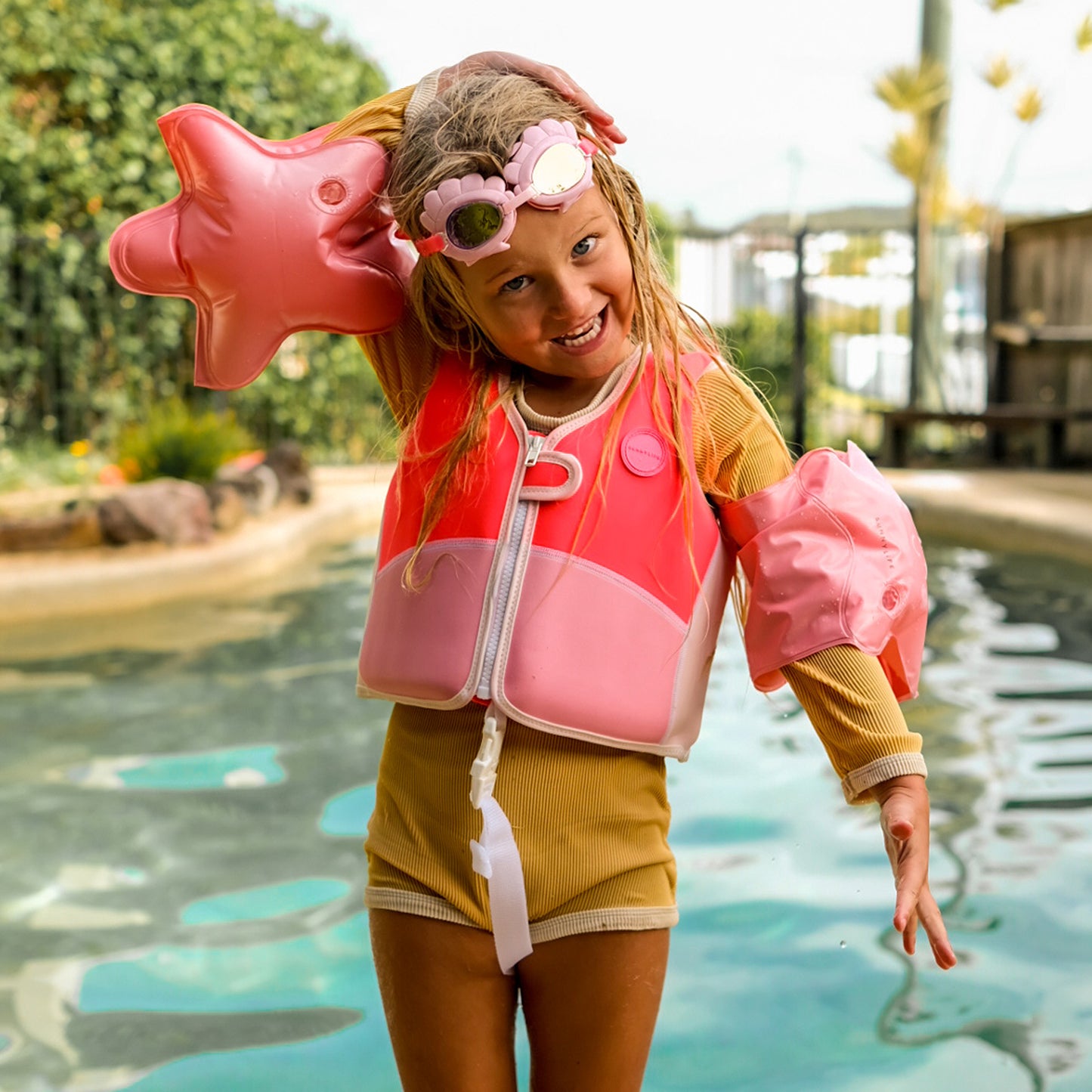 Svømmebriller - Kids Swim Goggles - Melody the Mermaid Neon Strawberry