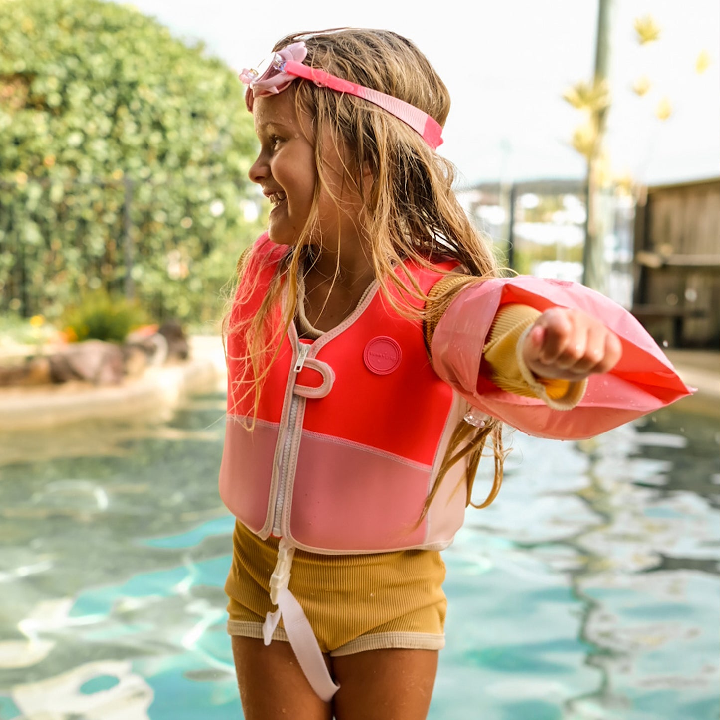 Svømmebriller - Kids Swim Goggles - Melody the Mermaid Neon Strawberry