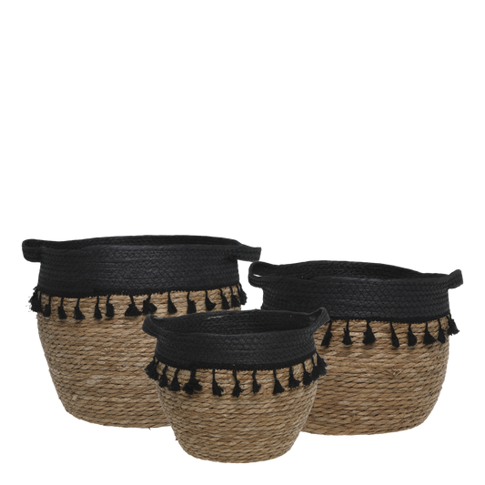Kurv m. sorte frynser