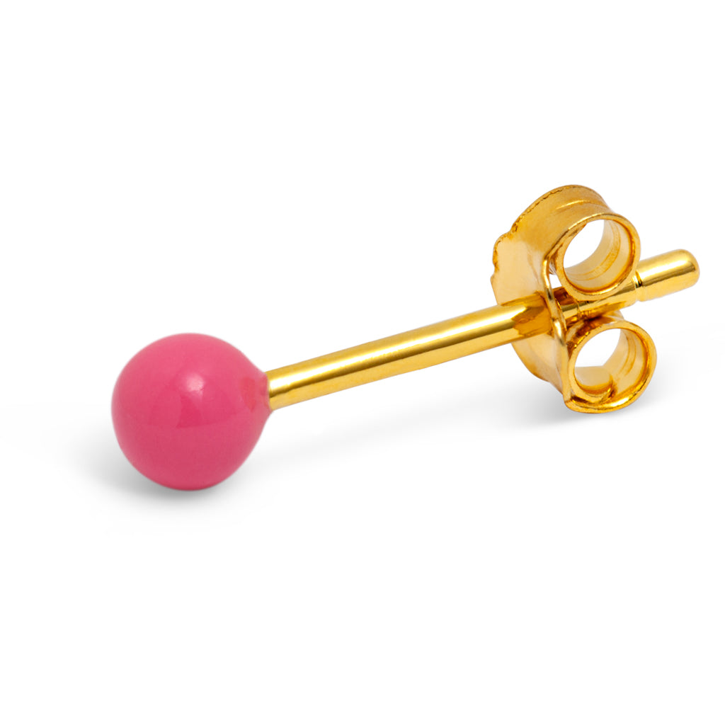 Ørestik - Color Ball earring - Pink - Gold