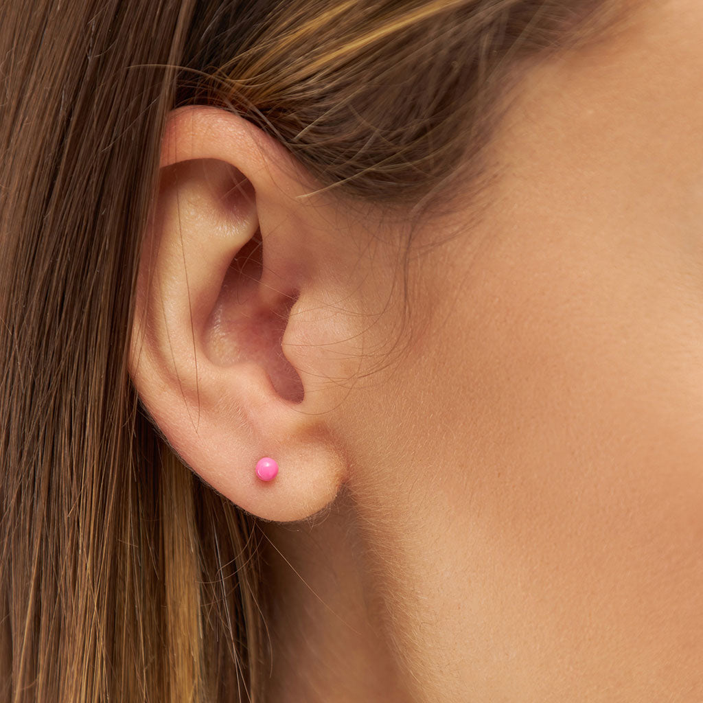 Ørestik - Color Ball earring - Pink - Gold