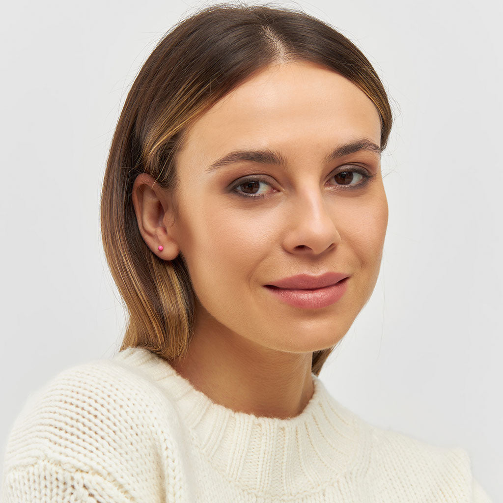 Ørestik - Color Ball earring - Pink - Gold