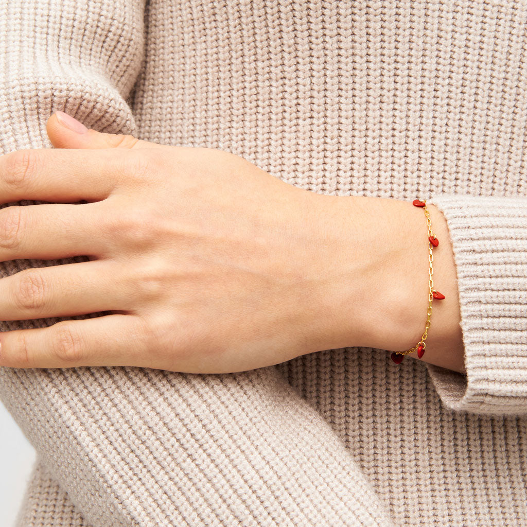 Armbånd - Love U Bracelet gold plated - Passion Red