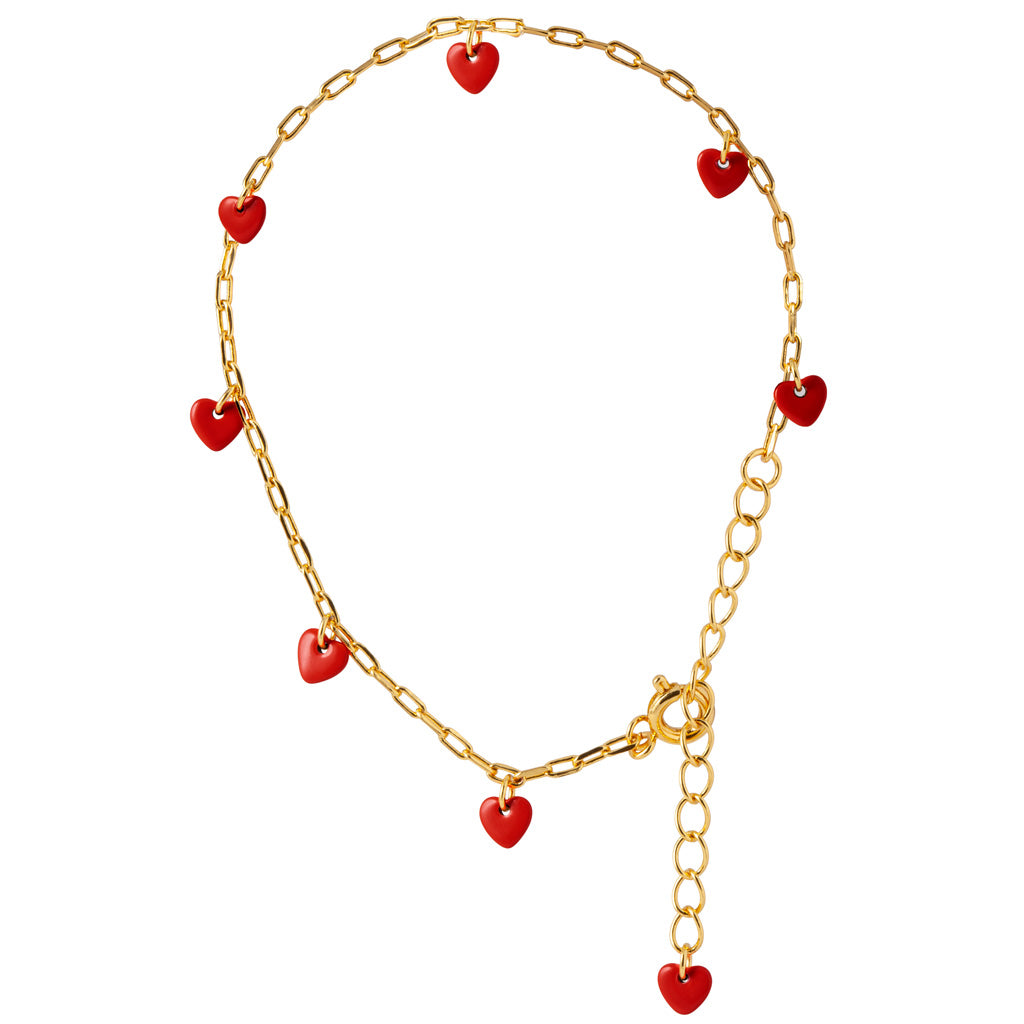 Armbånd - Love U Bracelet gold plated - Passion Red
