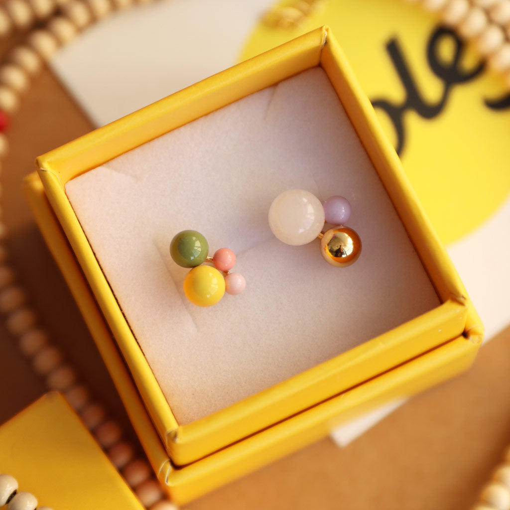 Ørestik - Bouquet Rose Quartz earring - Gold