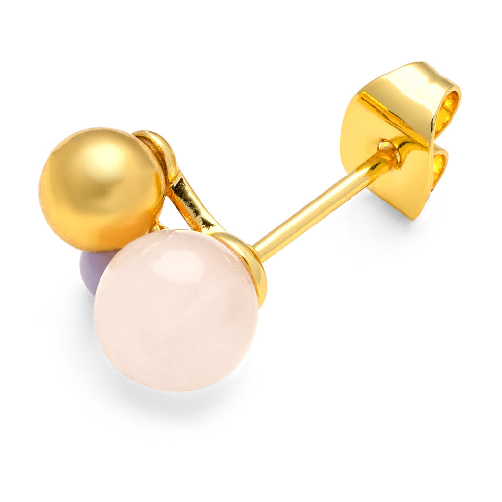 Ørestik - Bouquet Rose Quartz earring - Gold